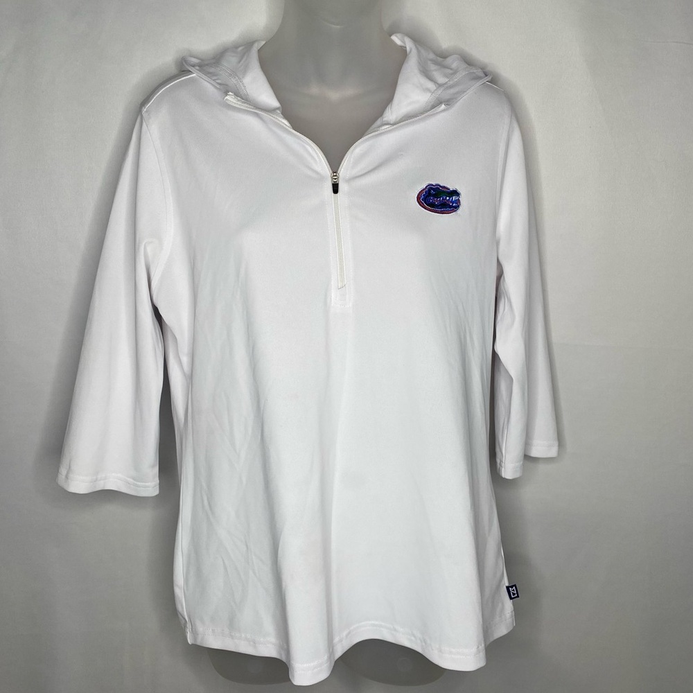 Florida Gators Cutter & Buck hoodie shirt SZ L White Orange Blue Football